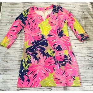 Lilly Pulitzer Joyce Under The Canopy Dress Womens Sz S Pink Floral 3/4 Sleeve